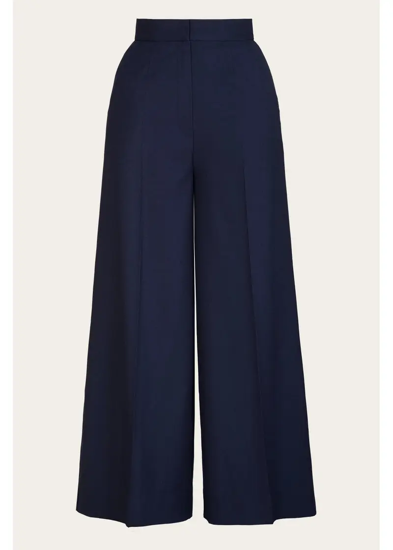 Emmy Design Palazzo Perfection Wool Blend Trousers Navy