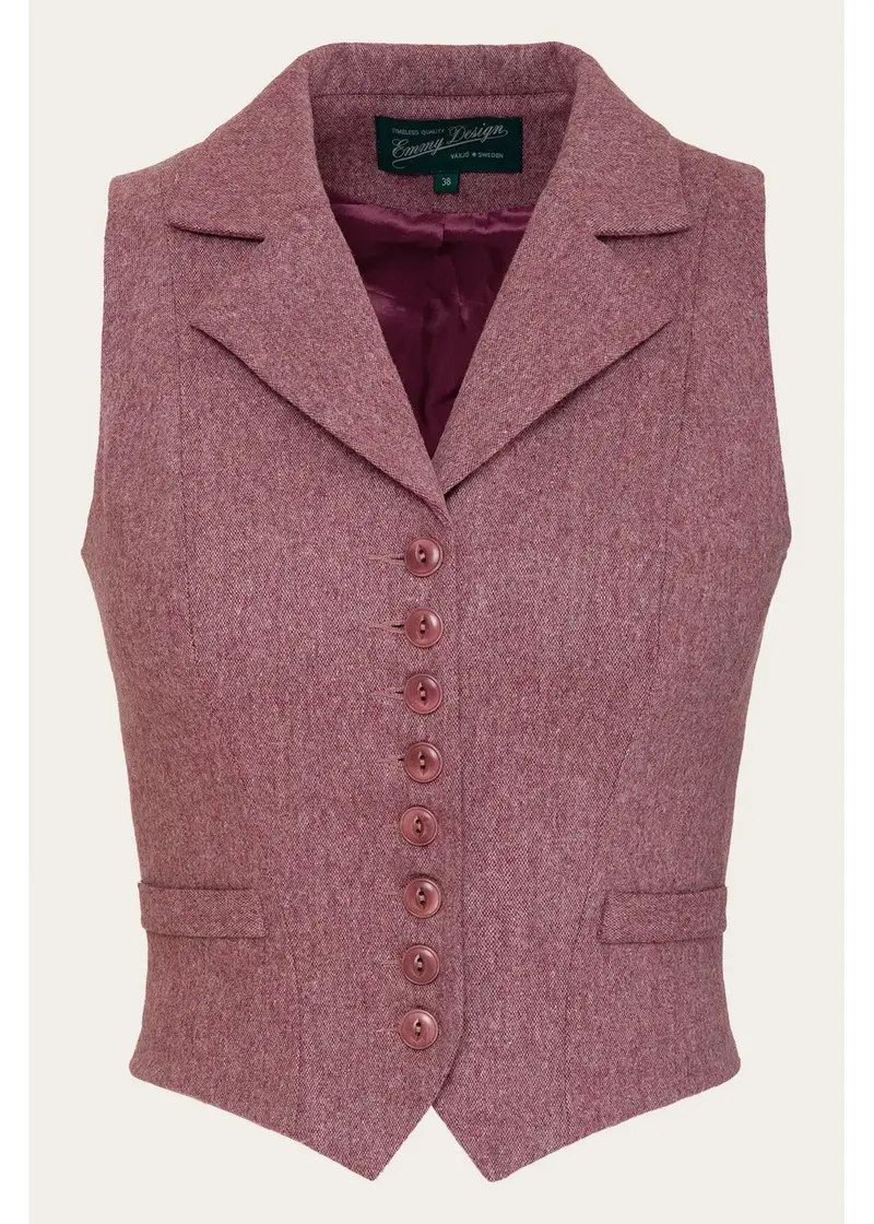 Emmy Design Watchmaker's Raspberry Tweed Waistcoat