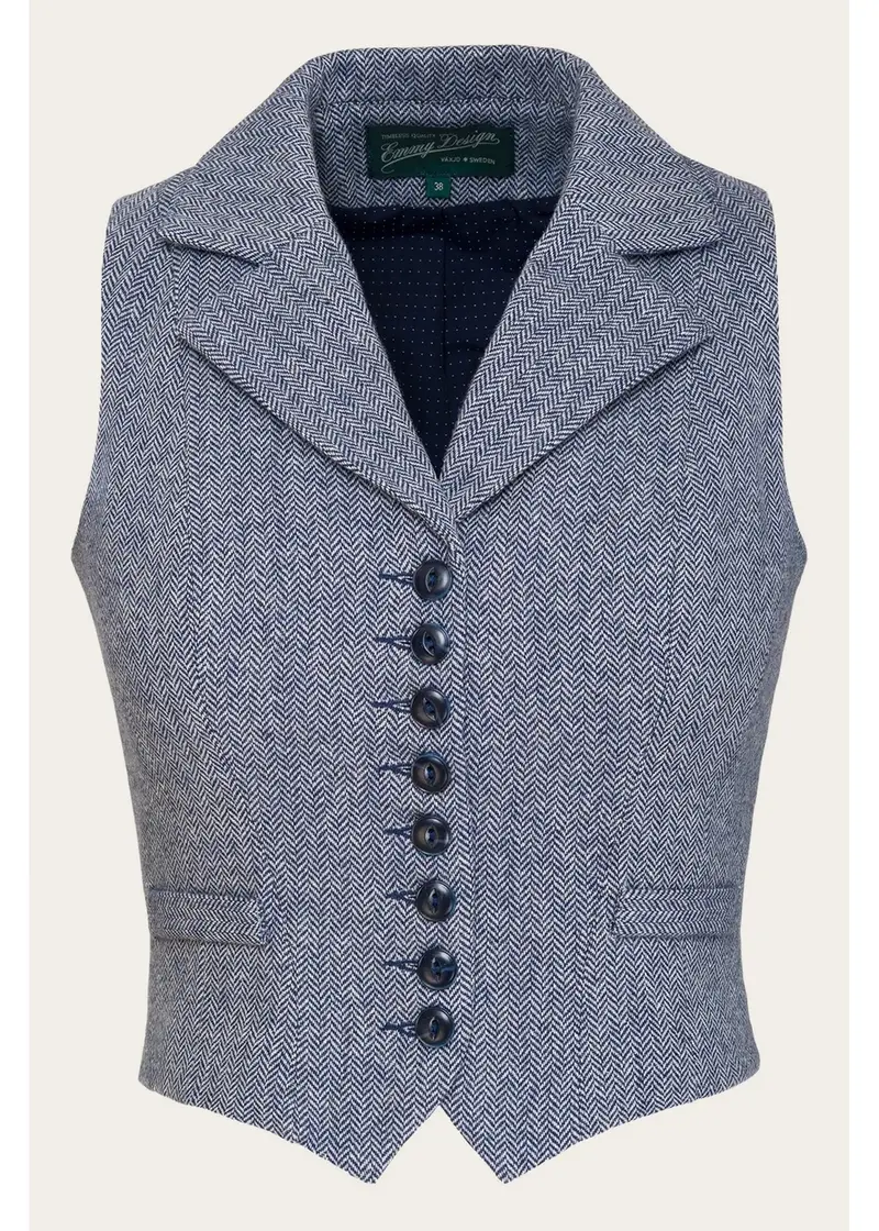 Emmy Design Watchmaker's Tweed Waistcoat Midnight Ivory