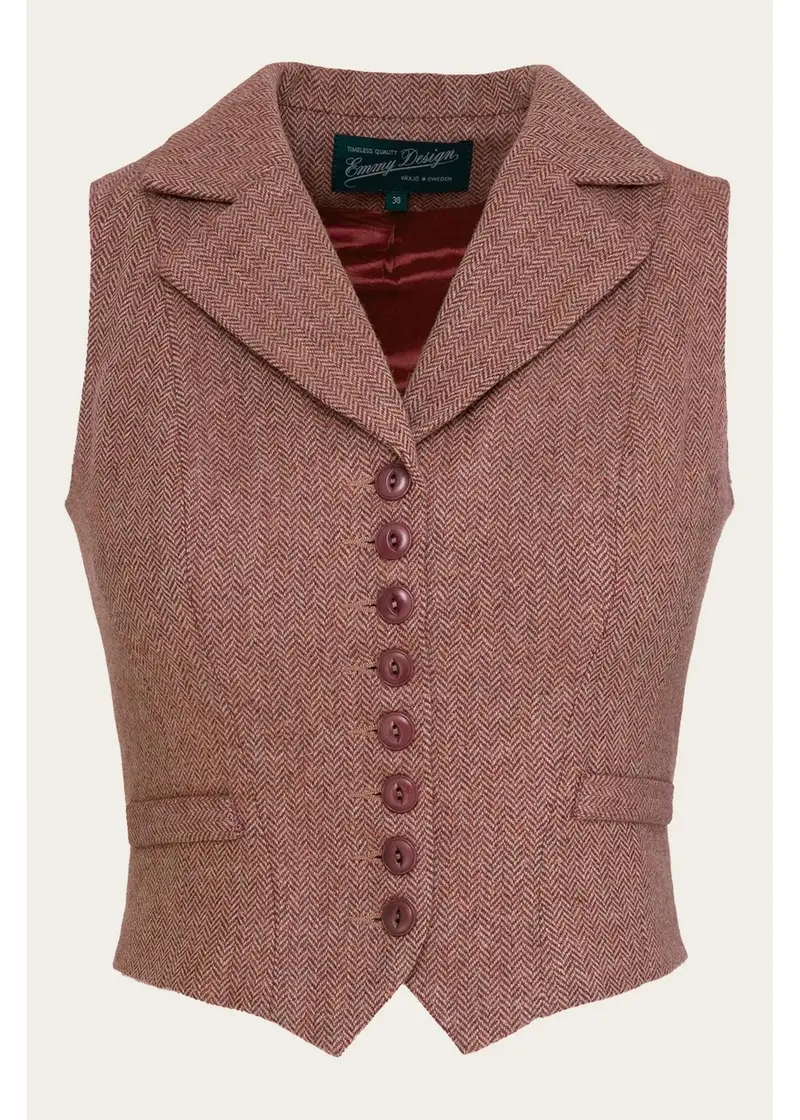 Emmy Design Watchmaker's Tweed Waistcoat Rust Brown Beige