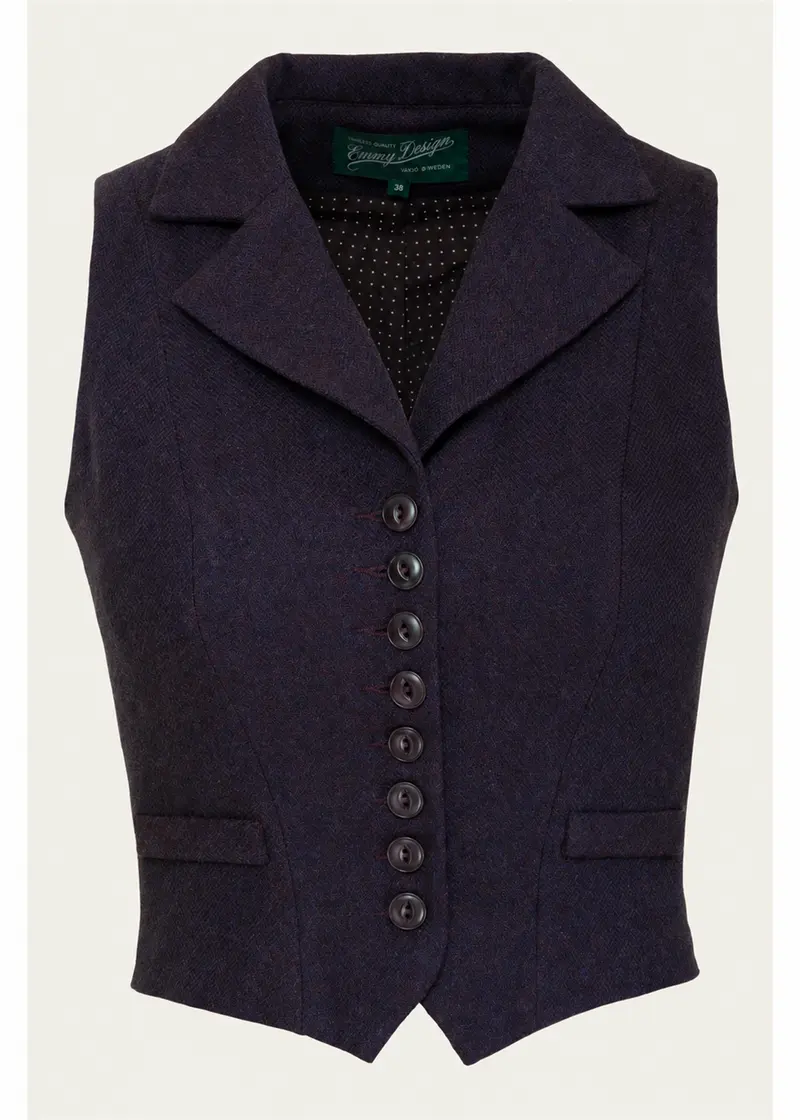 Emmy Design Watchmaker's Tweed Waistcoat Wine Red Midnight