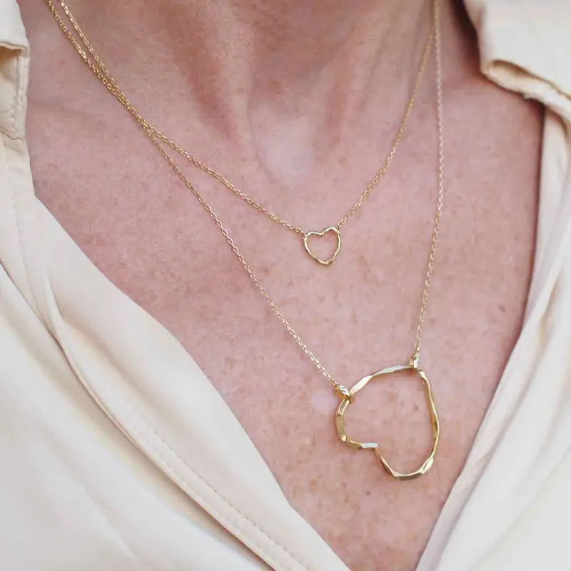 enamel ketting organic heart chunky