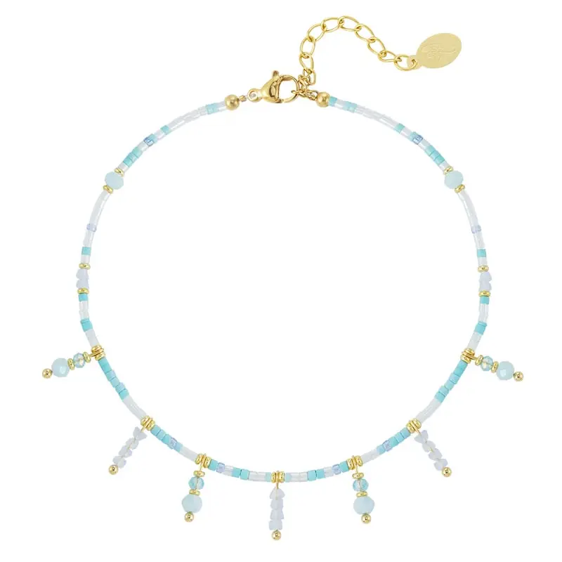 Enkelbandje Kralen Hangers goud blauw