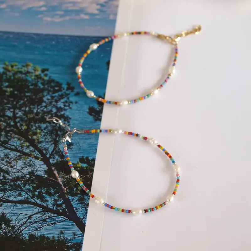 enkelbandje pearl colours (kies gold/silver)