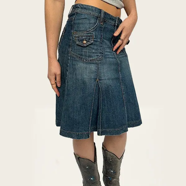 Esprit vintage denim midi rok