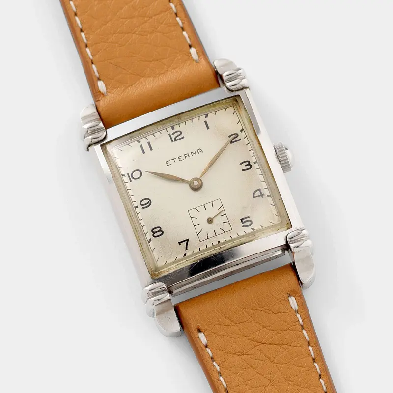 Eterna Square Case Steel Dress Watch 1940s