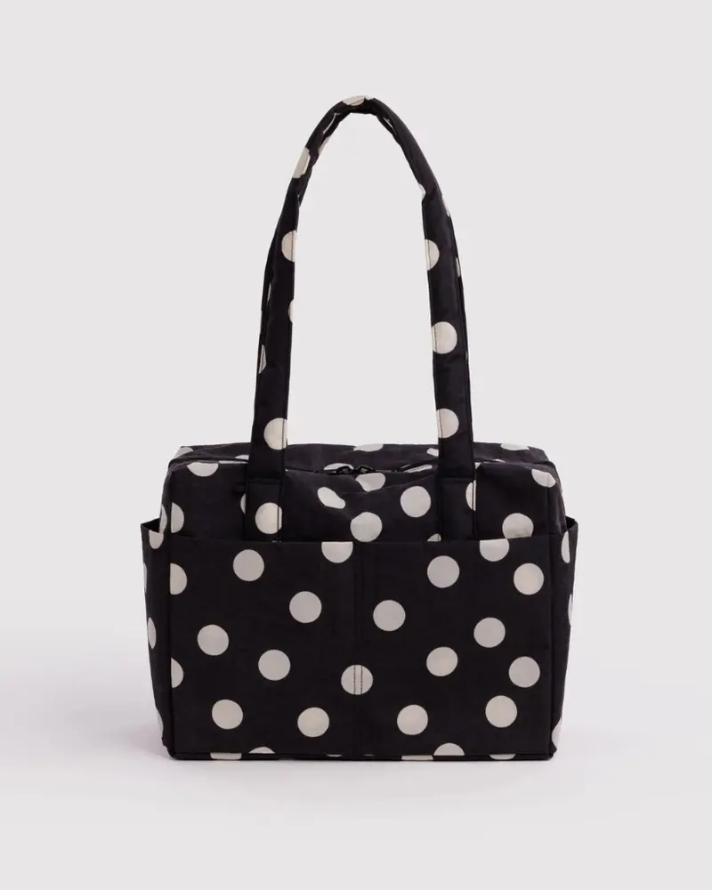 Everyday Cloud Bag - Black & Cream Polkadot