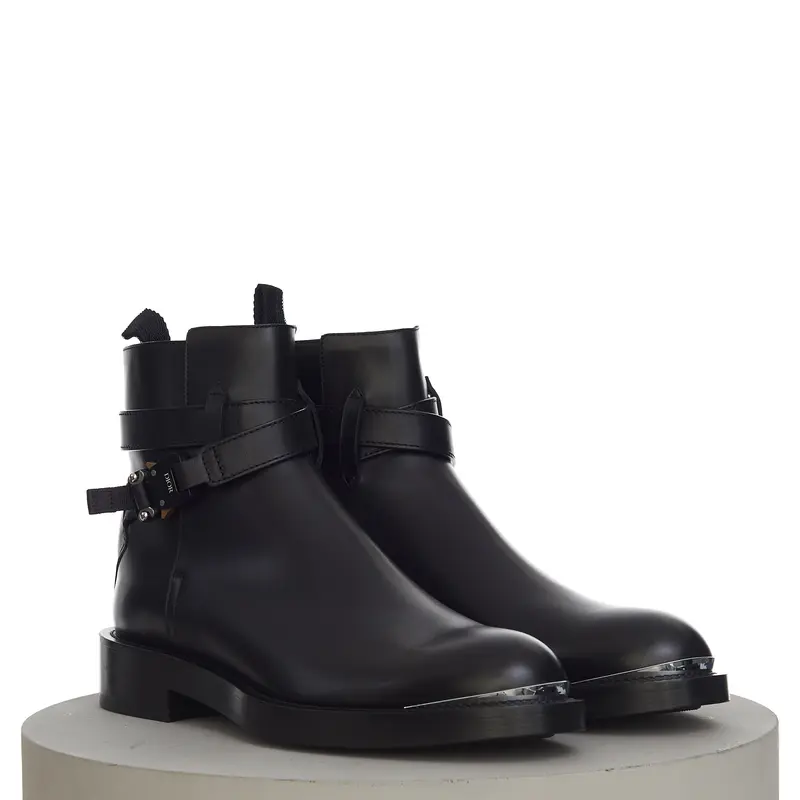 Evidence Ankle Boot In Black Smooth Calfskin With Aluminium Buckle