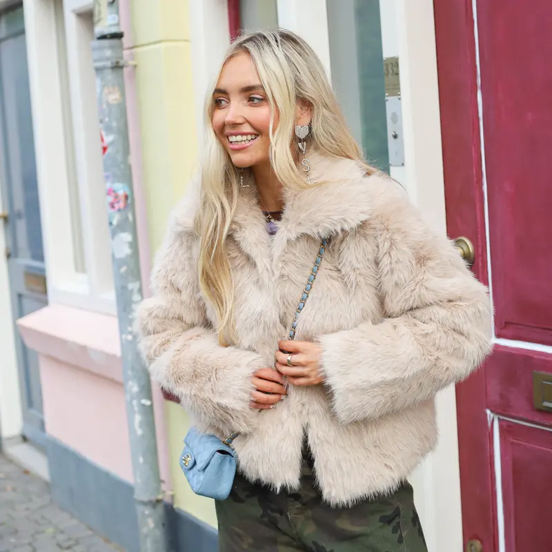 Evie Jacket oatmeal faux fur