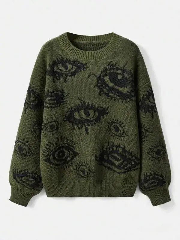 Eyeball Pattern Knit Sweater