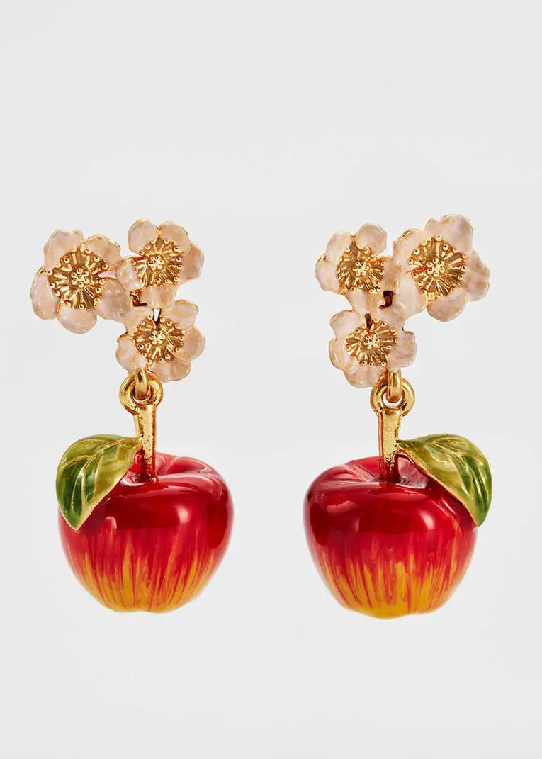 Fable England Apple Blossom Apple Earrings Red