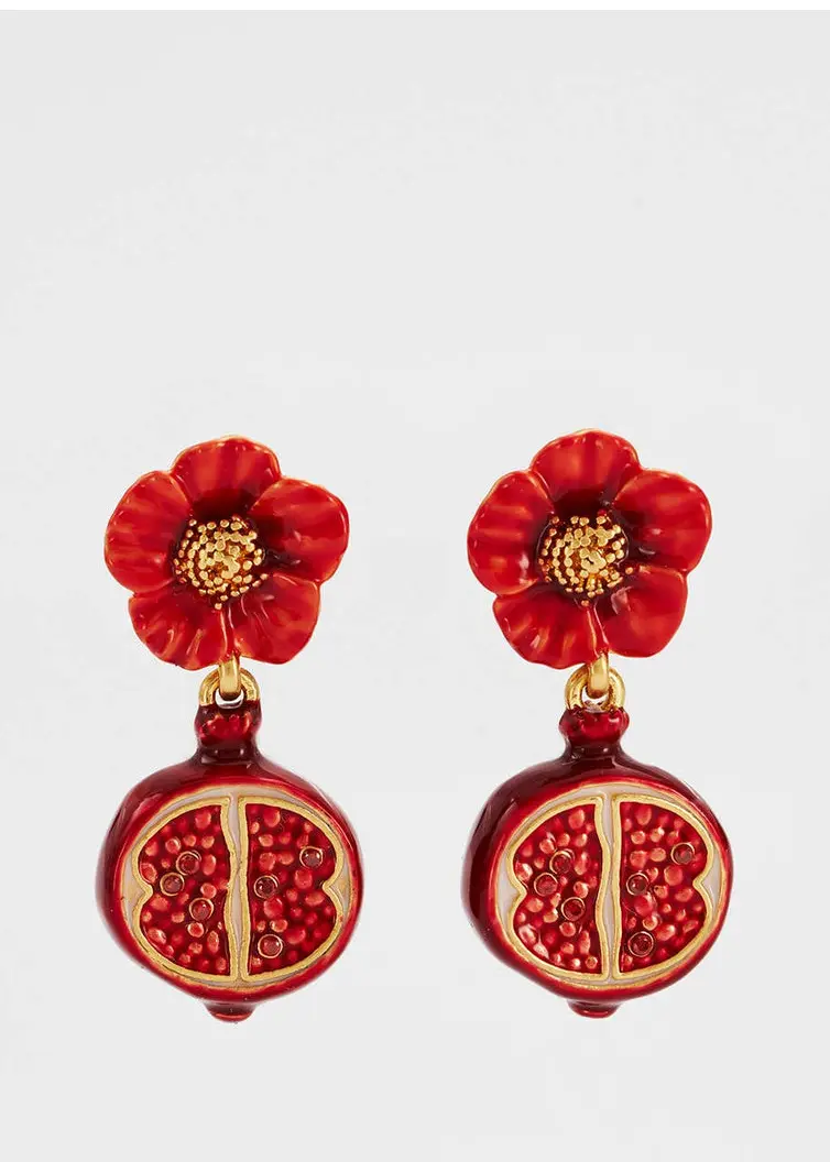 Fable England Blossom & Pomegranate Red Pomegranate Earrings