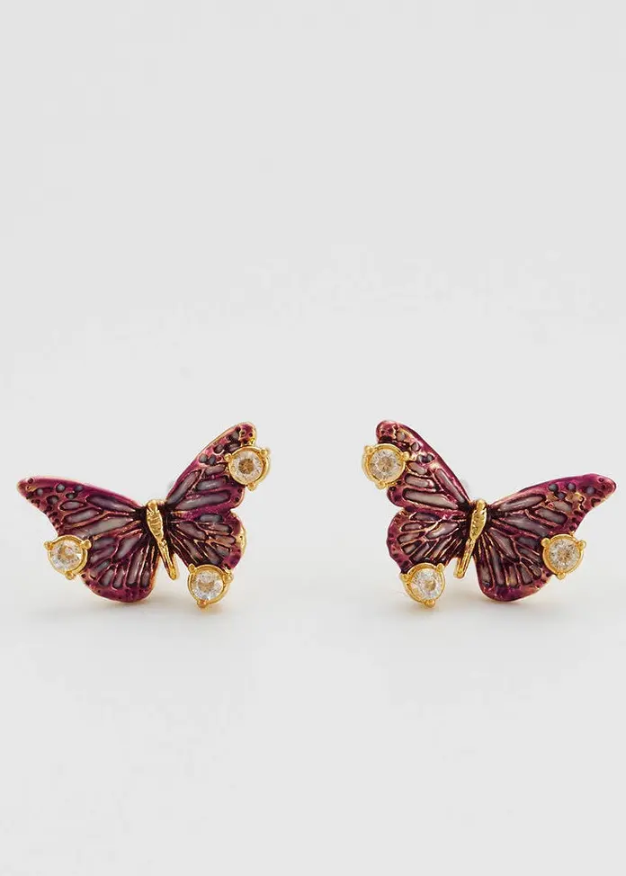 Fable England Eve Butterfly Gold Stud Earrings
