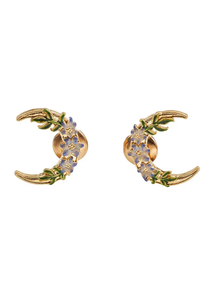 Fable England Nightshade Moon Gold Stud Earrings
