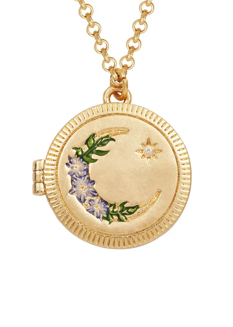 Fable England Nightshade Moon Locket Necklace Gold