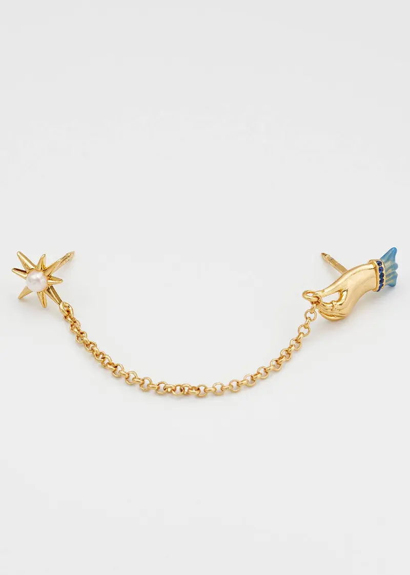 Fable England Palm Of Your Hand Pearl Collar Brooch Gold