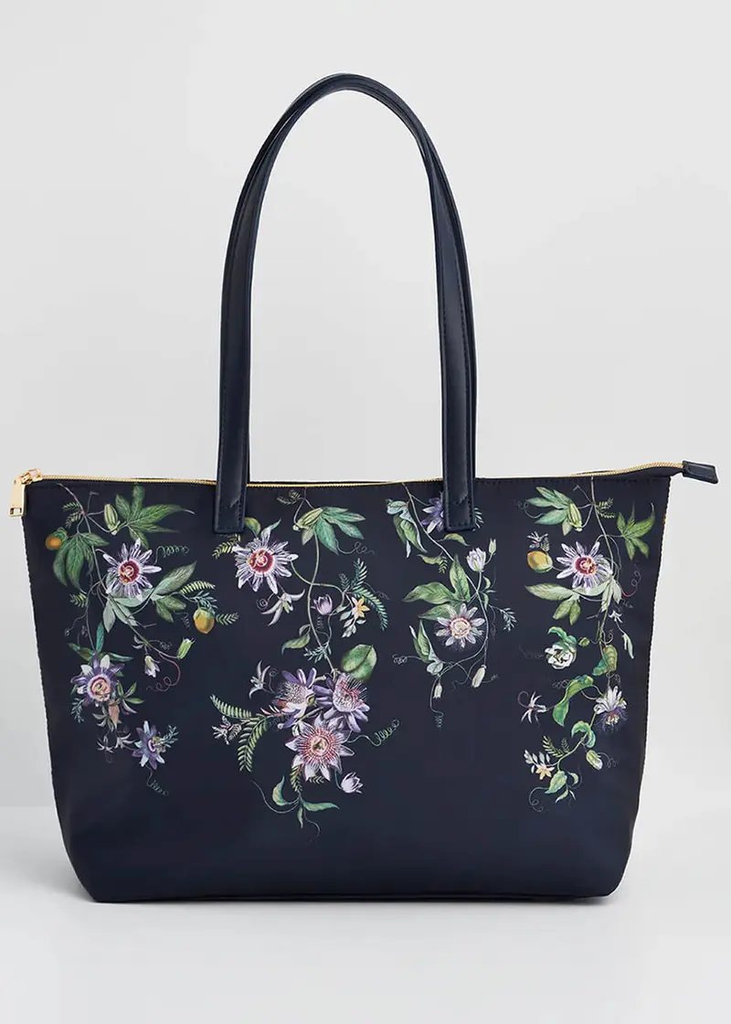Fable England Passion Flower Shoulder Bag Navy