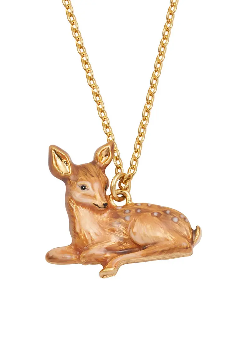 Fable England Resting Fawn Gold Necklace