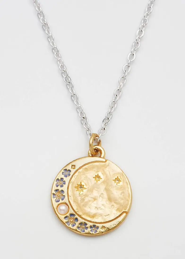 Fable England Selene Moon Necklace Gold