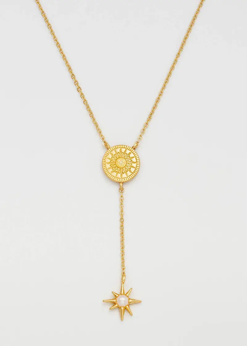 Fable England Sun Lariat Sun & Moon Necklace Gold