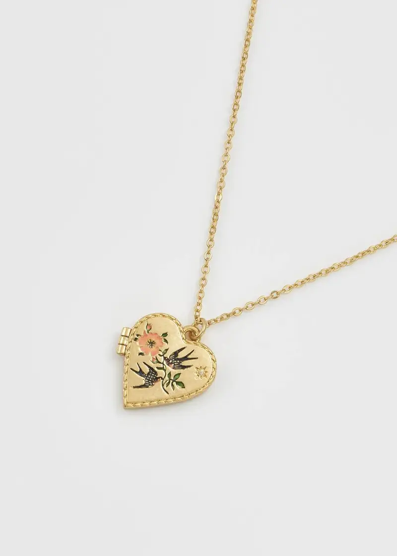 Fable England Swallow Locket Necklace