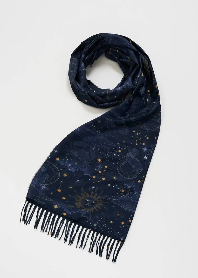 Fable England Zodiac Constellations Scarf Navy