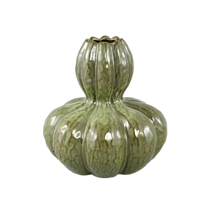 Fardau Green Glazed Ceramic Pumpkin Shaped Vase L PTMD