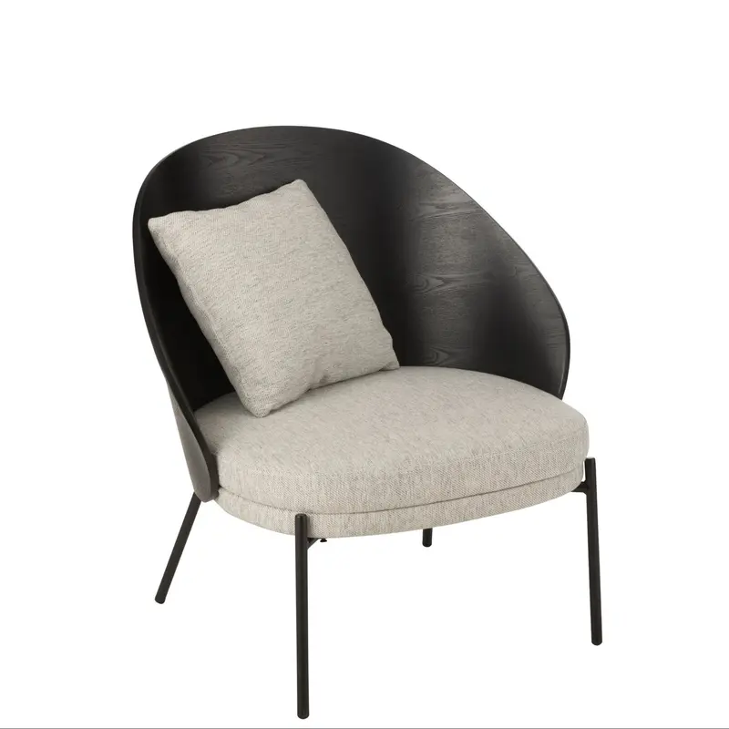 Fauteuil Lone Hout Metaal Zwart Grijs J-Line