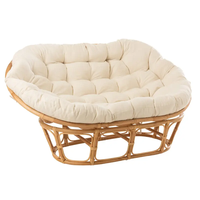 Fauteuil Roni Met Kussen Rotan Naturel/Wit J-Line
