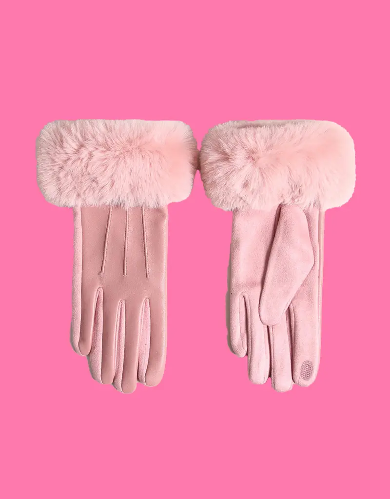 Faux fur trim gloves I