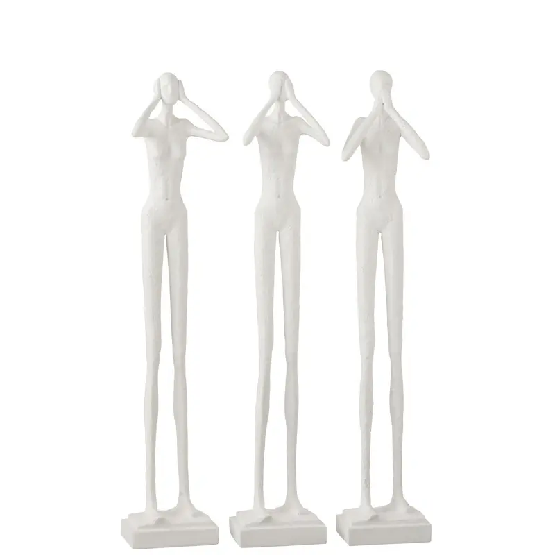 Figuur Horen/Zien/Zwijgen Poly Wit Set van 3 J-Line