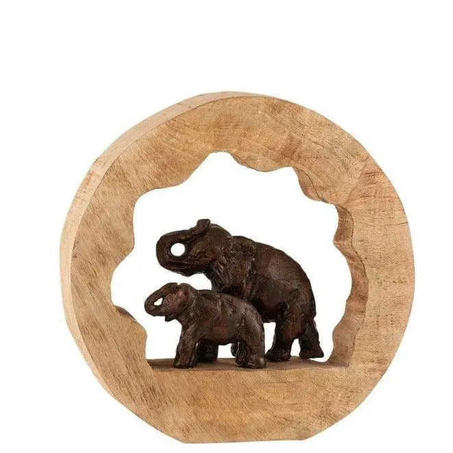 Figuur Olifant + Kind Mango Hout Aluminium Brons Small
