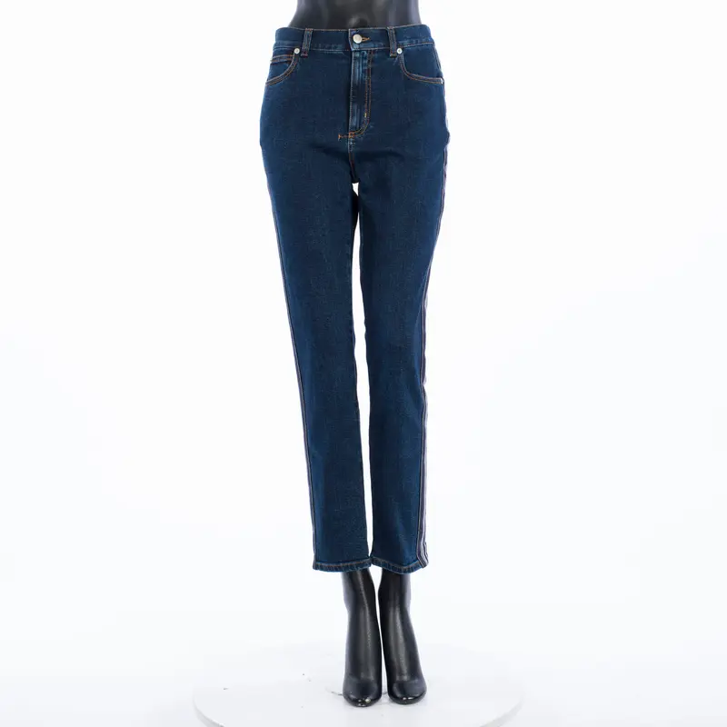 Fitted Denim Trousers In Vintage Wash Indigo