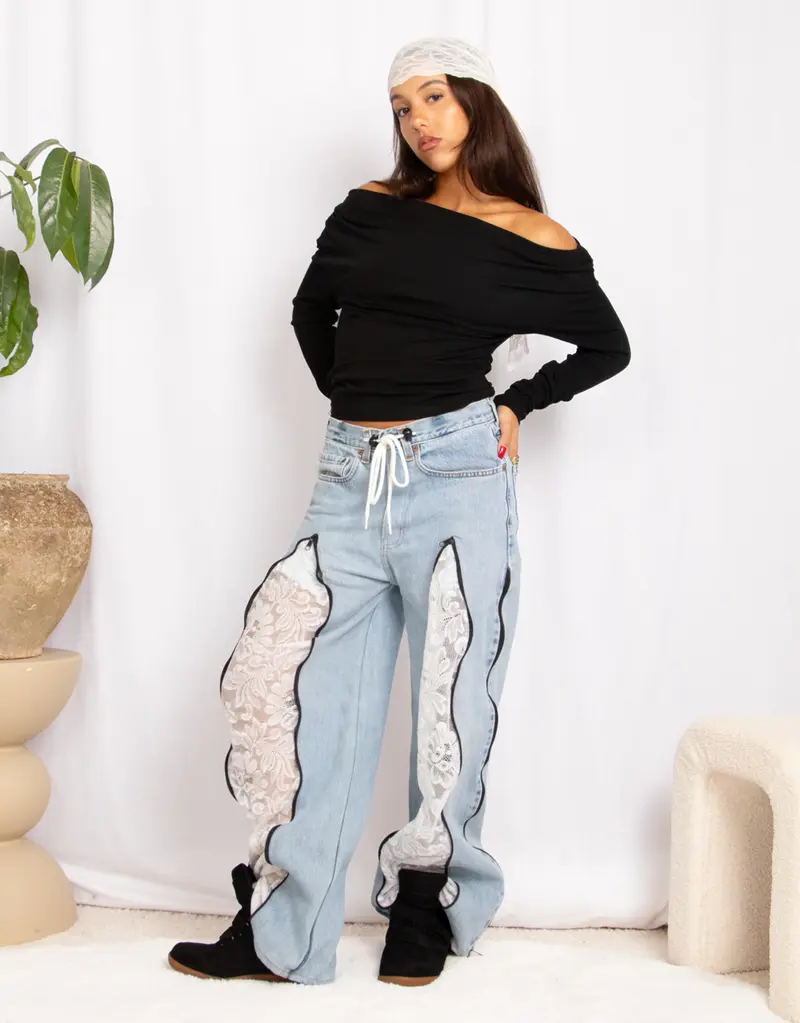 Fitted long sleeve off shoulder top