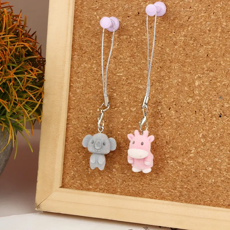 Flocked Animal Charm Strap (2 Designs)
