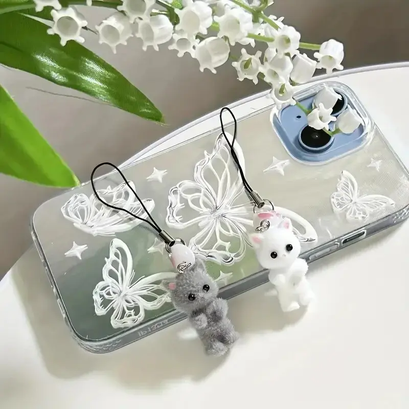 Flocked Baby Cat Charm Strap (2 Colours)