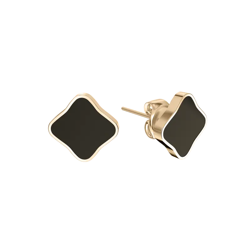 Flora Gold Black Earrings