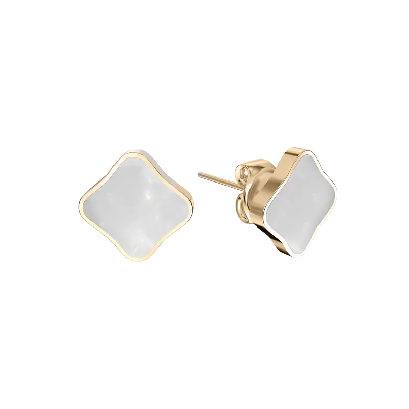 Flora Gold White Earrings