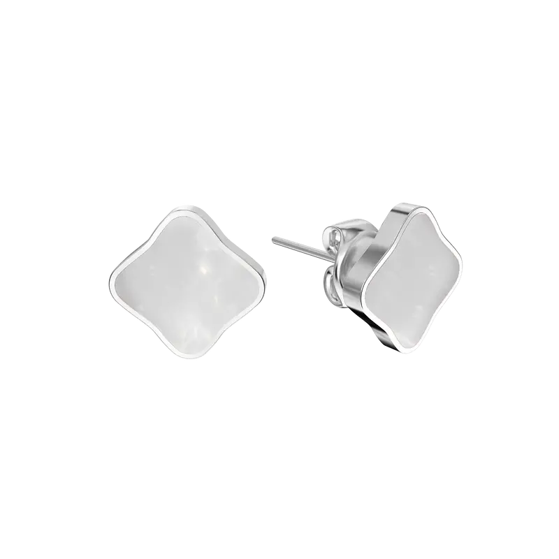 Flora Silver White Earrings