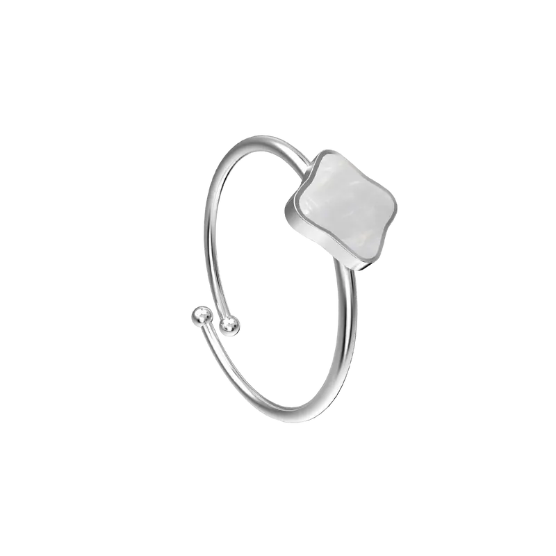 Flora Silver White Ring