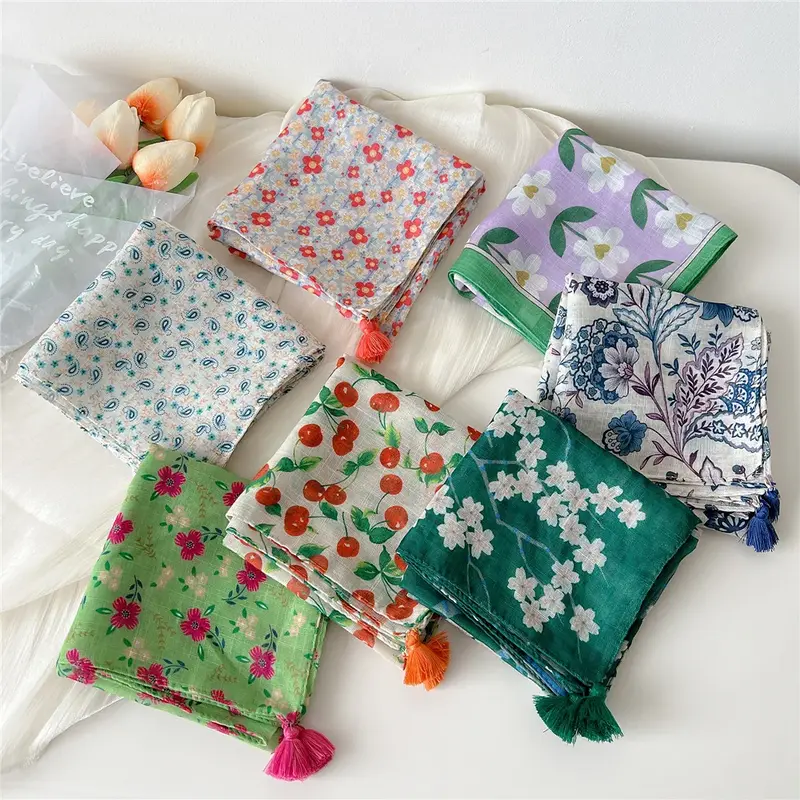 Floral Tassel Scarf (12 Designs)