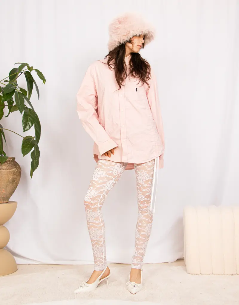 Floral transparent lace layering legging