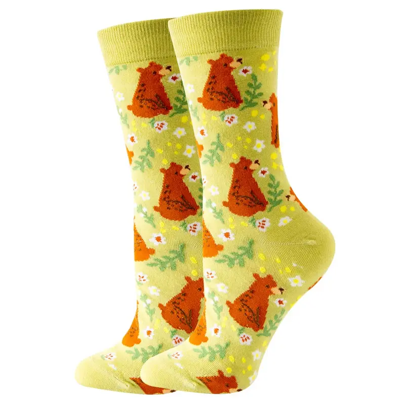 Flower Bear Crew Socks