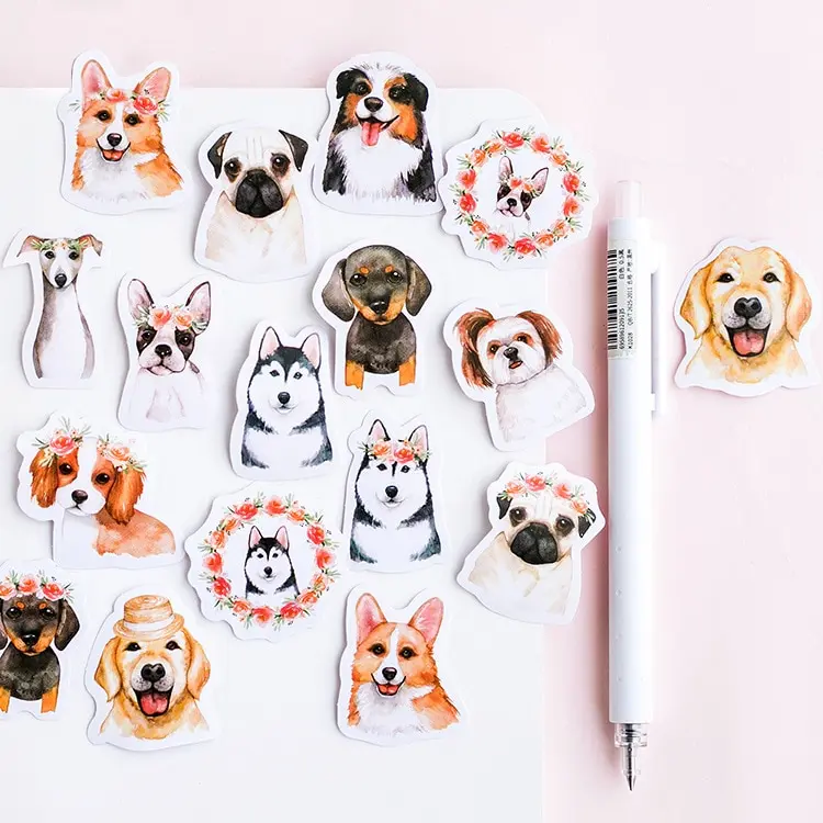 Flower Puppy Sticker Set (45 Stickers)