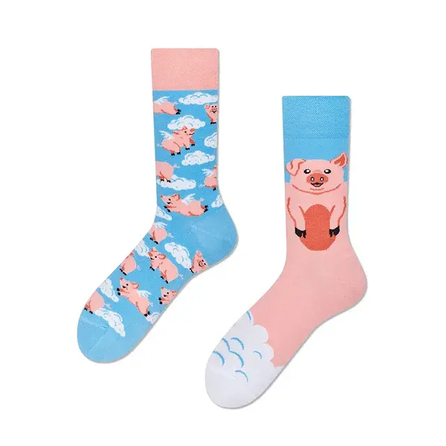 Flying Pigs Mismatched Crew Socks