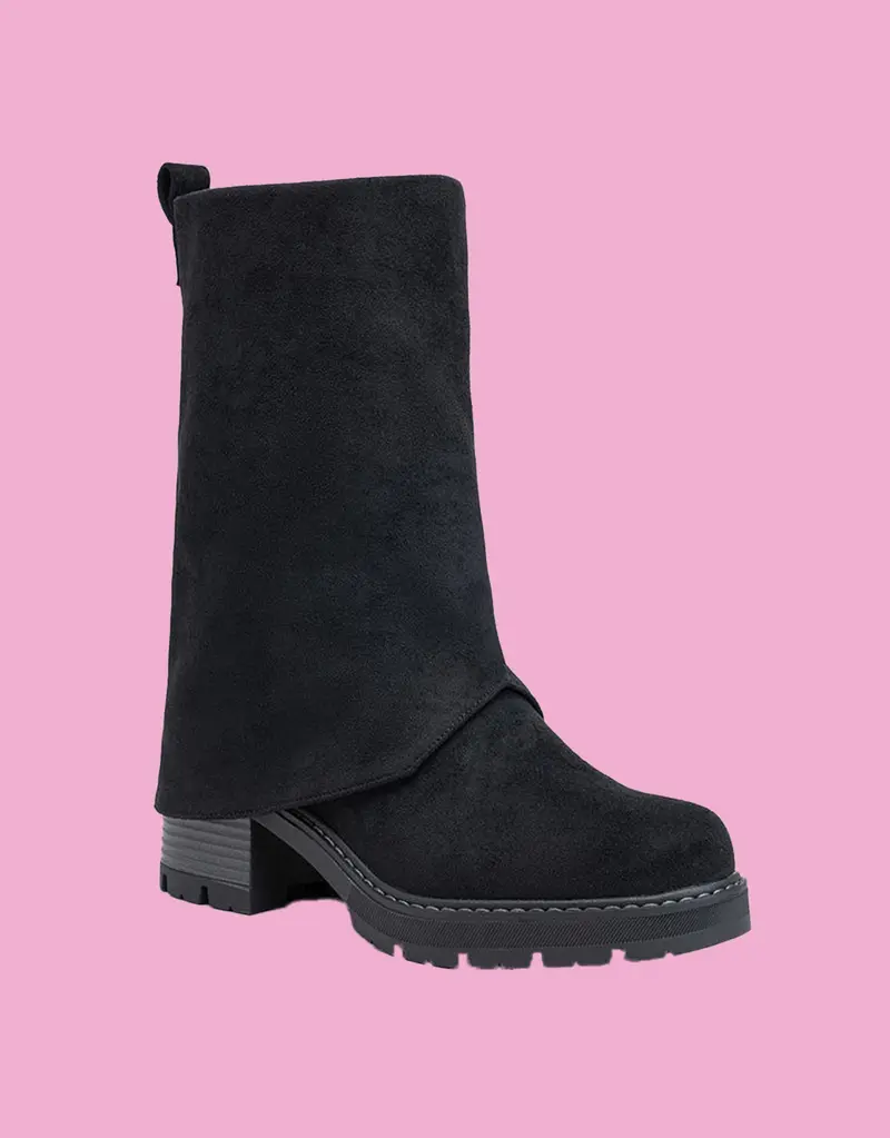 Fold over midi boots