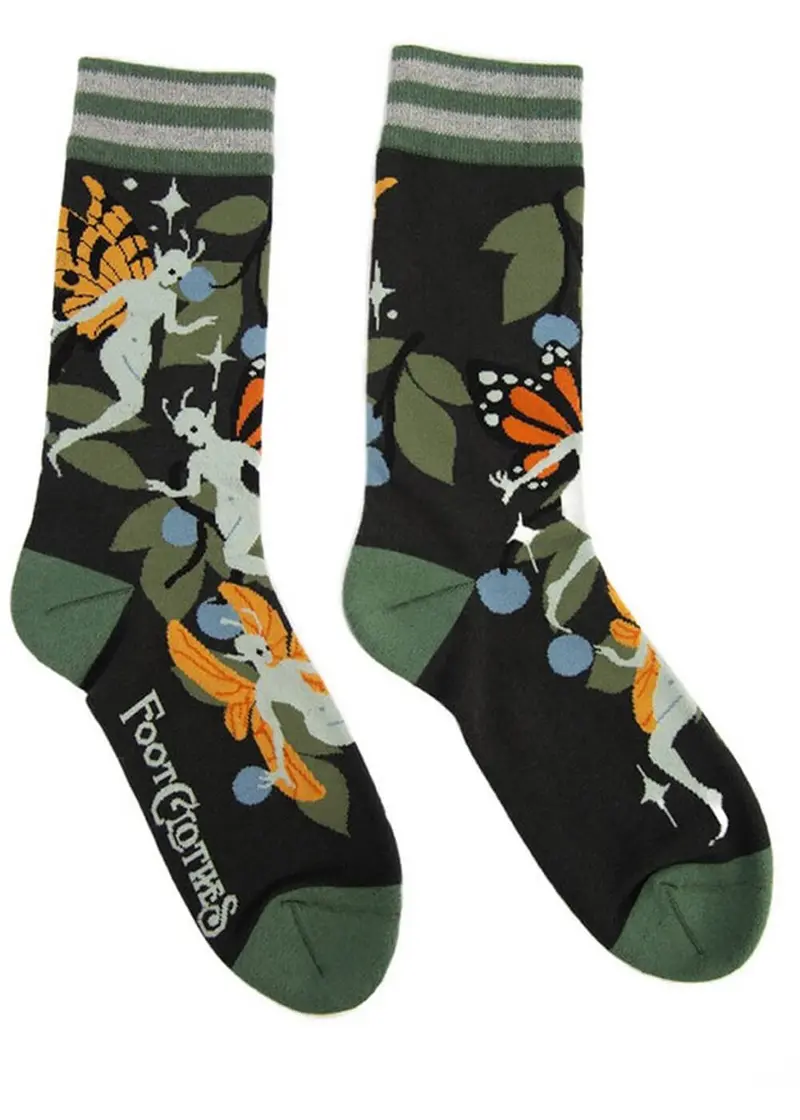 FootClothes Fanciful Fairies Green Socks