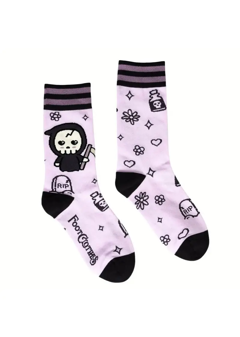 FootClothes Pastel Goth Grim Reaper Pink Socks