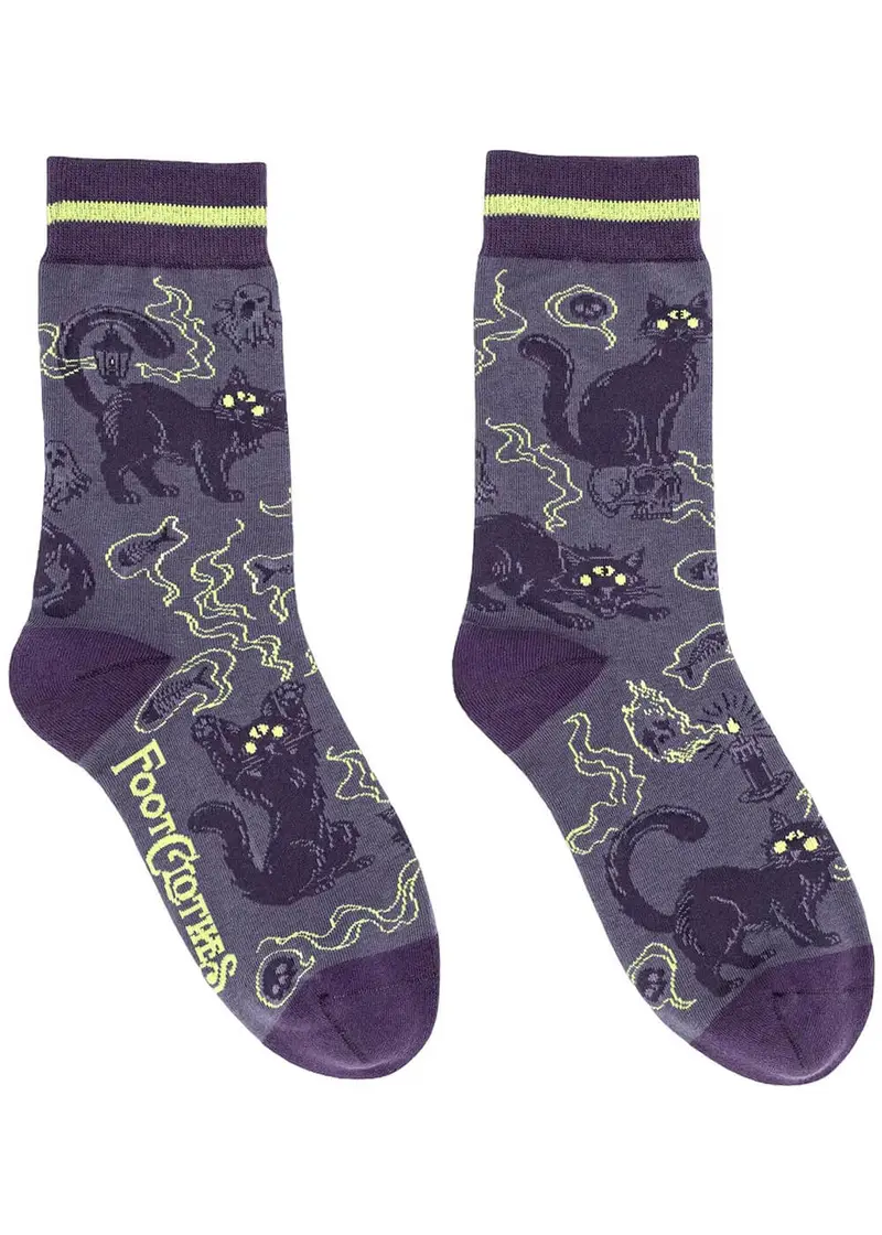 FootClothes Scaredy Cats Purple Socks