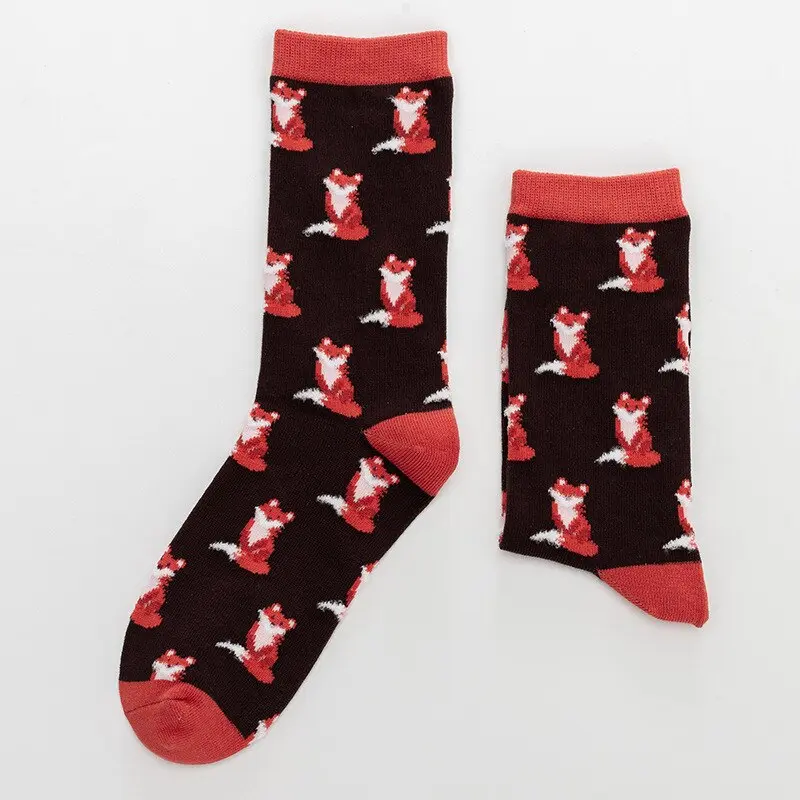 Fox Pattern Crew Socks
